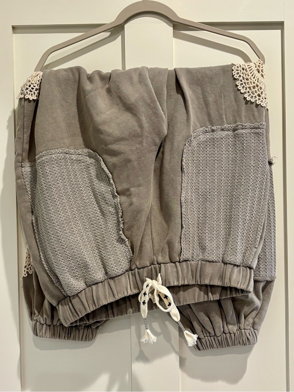 POL Gray Jogger Pants with Crochet Trim
